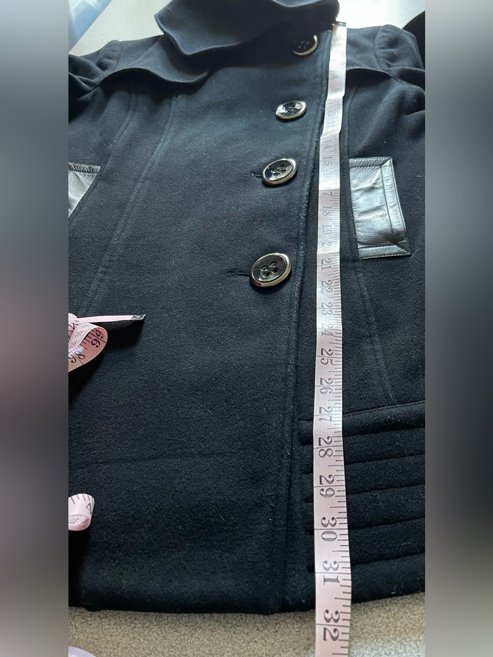 Mackage Black Button Wool Peacoat Size Large - Picture 13 of 16
